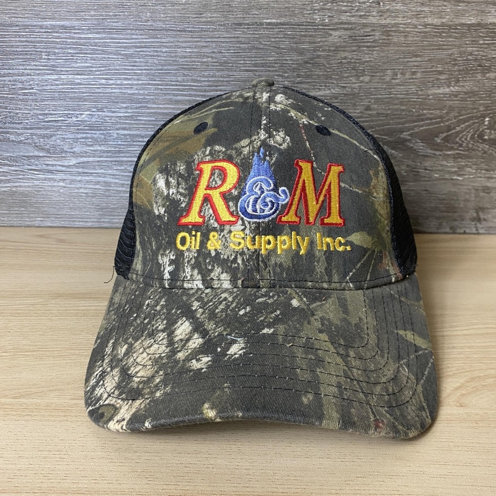 R&M Oil & Supply Inc Hat Cap Snap Back Camouflage Mesh Trucker Embroidered Mens